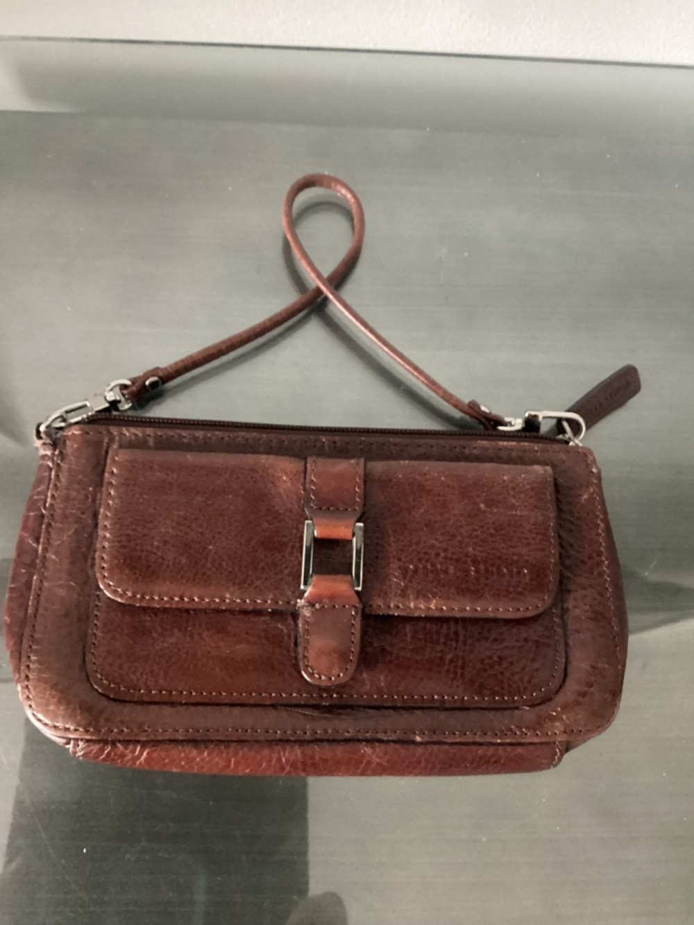 Pelle Studio Brown Wilson’s Leather Wristlet with mirror